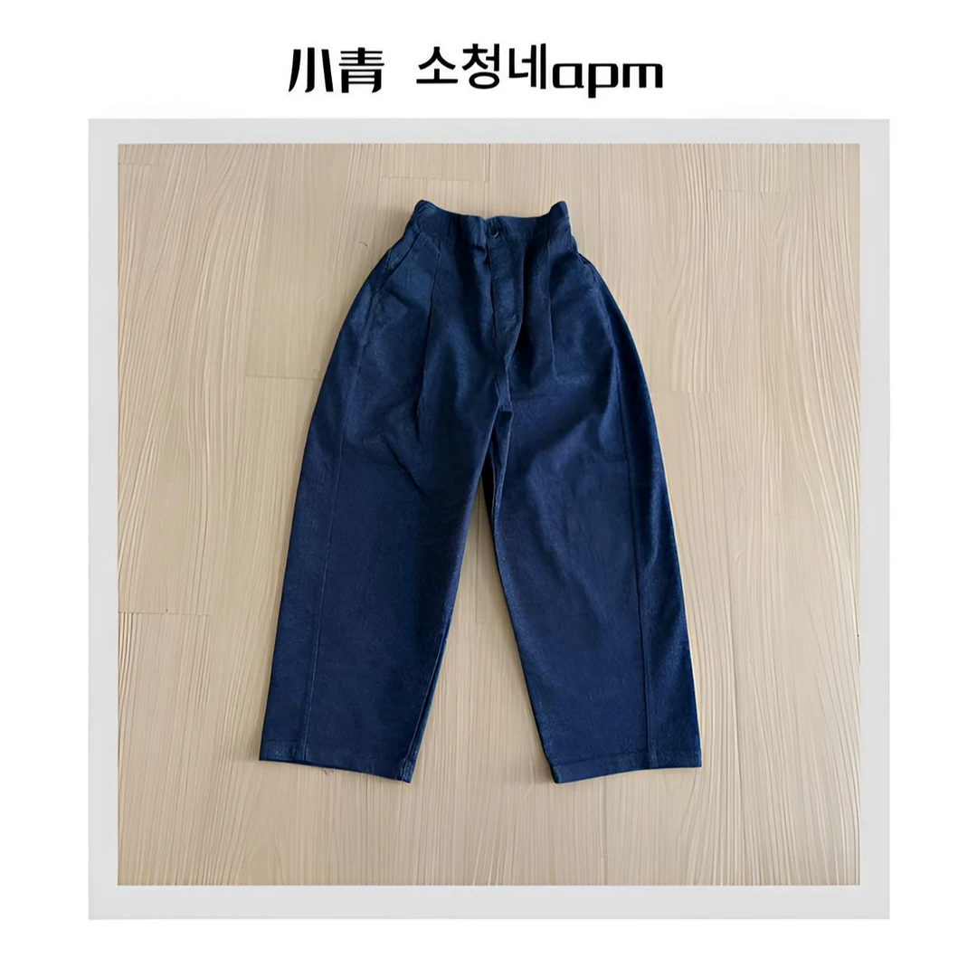 韩国东大门 蝴蝶结/深色系弯刀牛仔裤