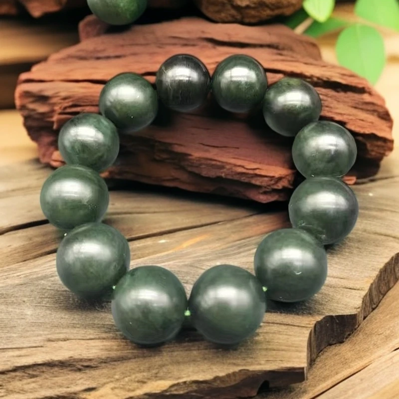 非金属仿珍珠手链 菠菜绿油润细腻高端大气单圈饰品