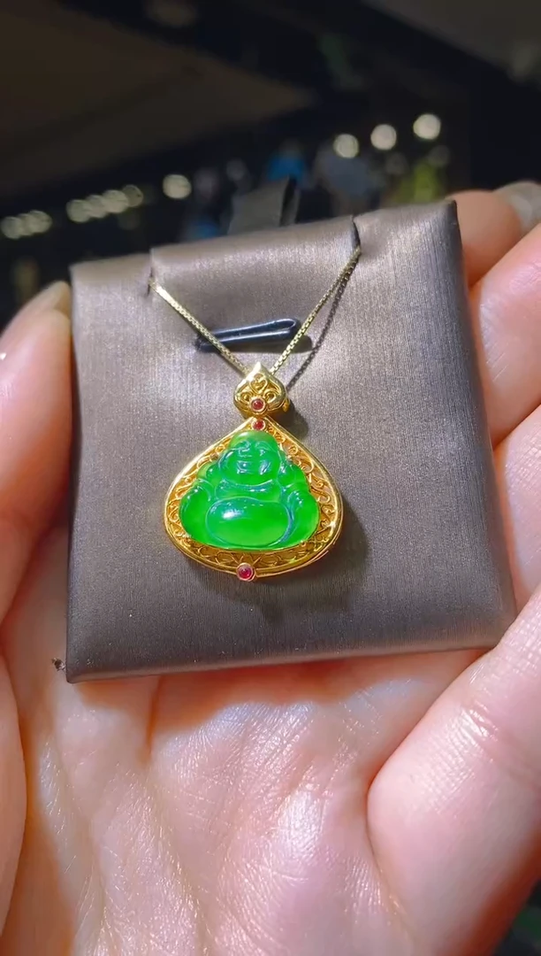 【闪购商品】翡翠吊坠(赠链)18K金镶嵌003（多样性发货）（赠金链）