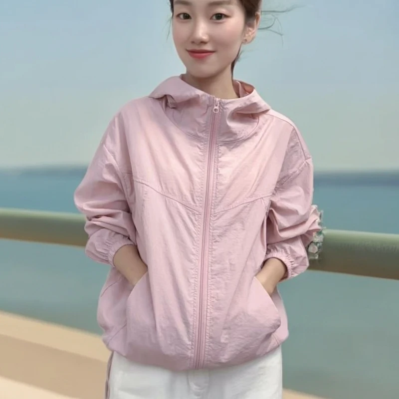 连帽防晒衣2025夏季新款休闲宽松百搭时尚防晒服薄外套女