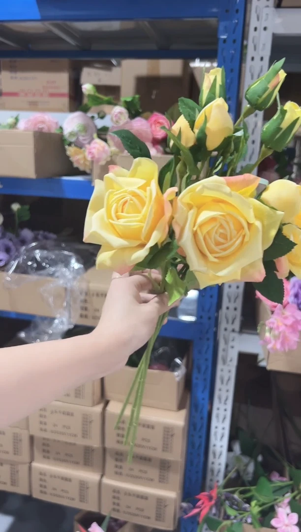 3枝黄色手感保湿妃子玫