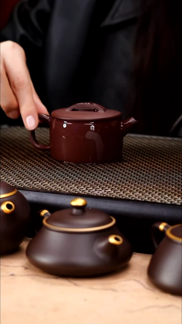 茶壶紫砂深井老紫泥超精工平底小汉瓦130cc
