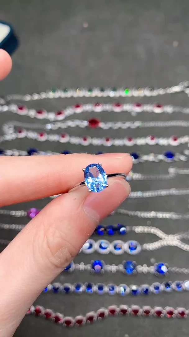 【闪购商品】海蓝宝石戒指银S925镶嵌......