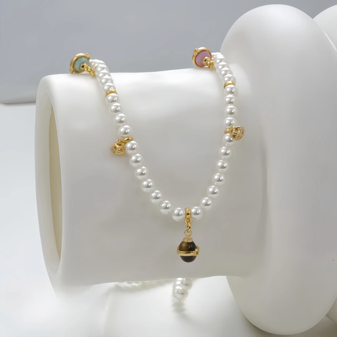 铜合金仿珍珠项链 项链6797【链长42+28cm】