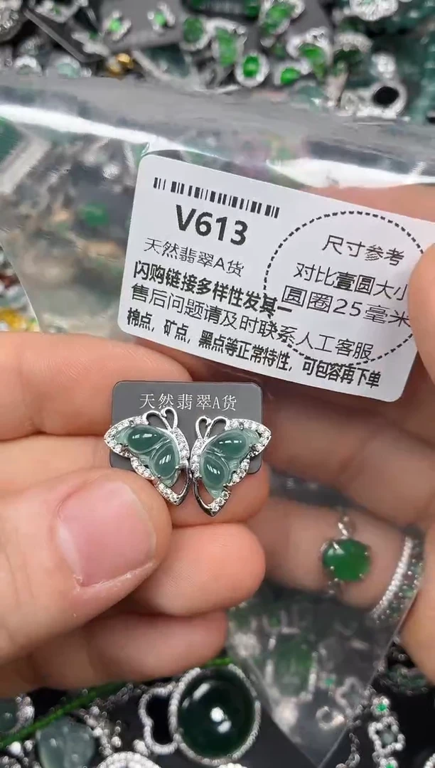 颈饰未镶嵌翡翠V613耳钉