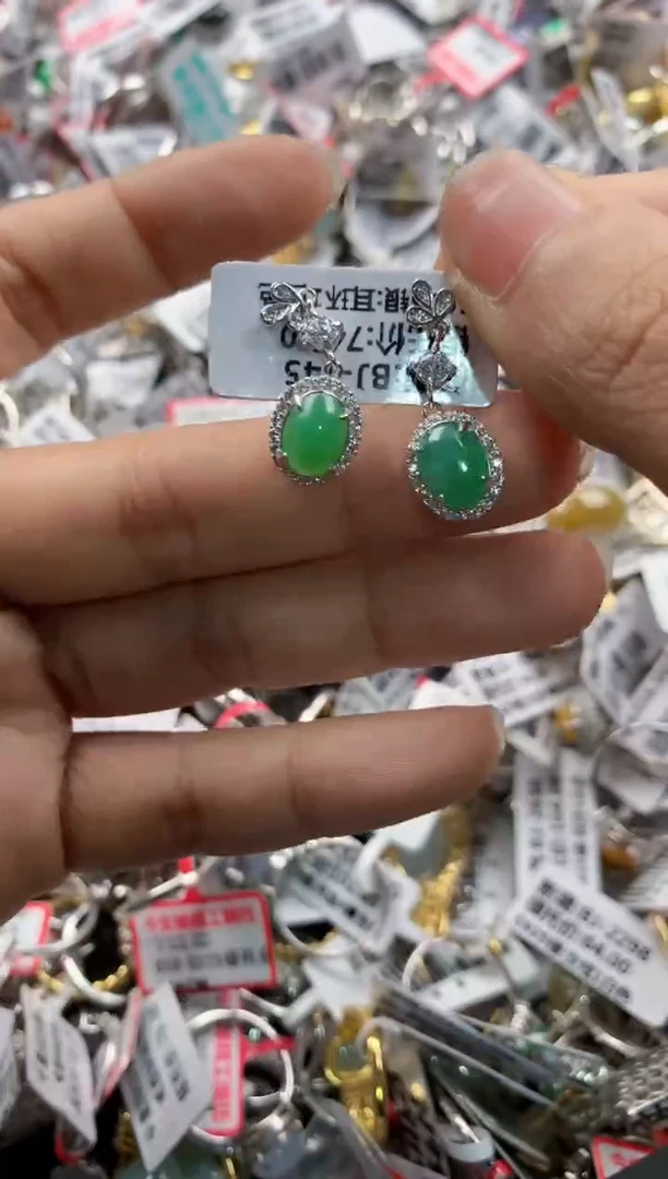 银S925镶嵌戒指翡翠15    2