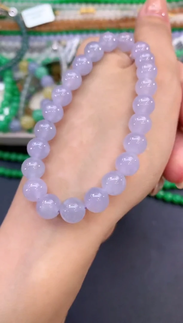 未镶嵌手串翡翠w197紫货有色差