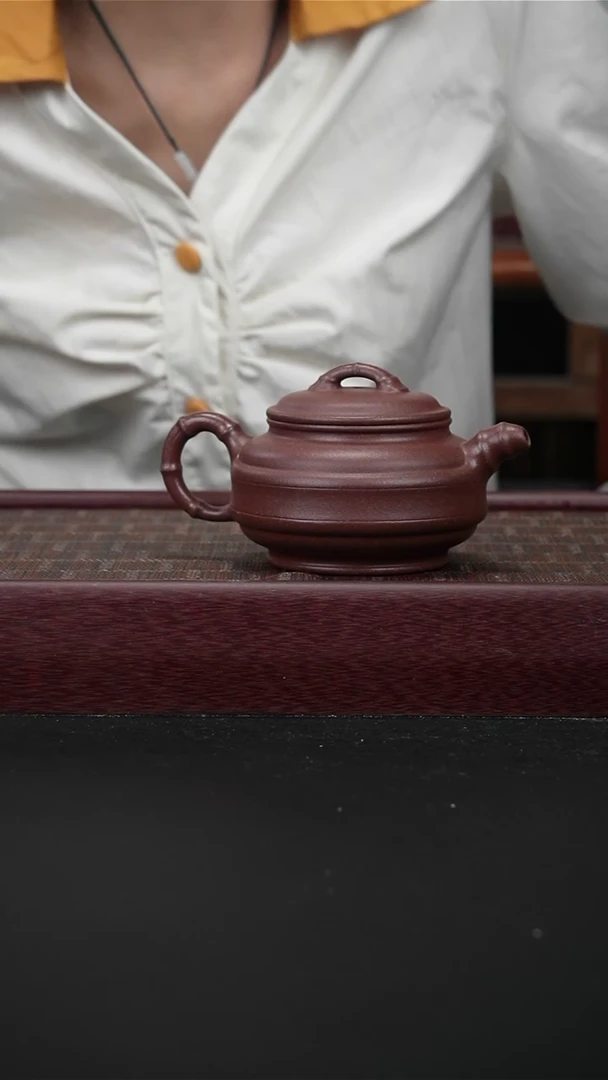 茶壶紫砂ZFF全砂双线竹鼓