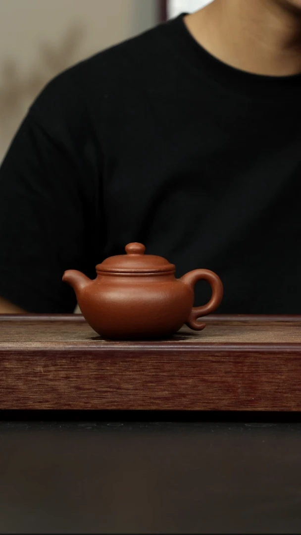 紫砂茶壶红降坡 仿古壶
