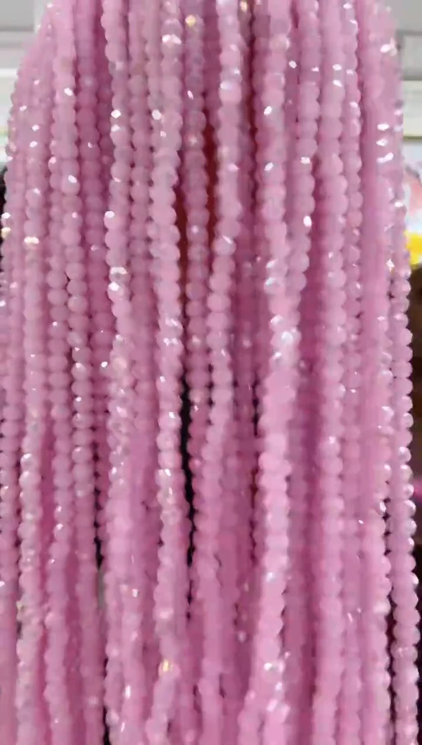 玻璃03133卡4水晶扁10条AB彩粉玉