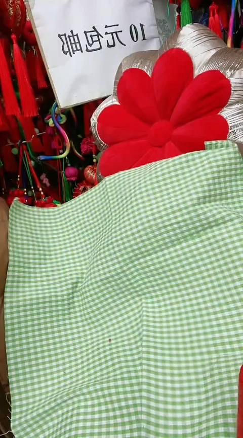 棉提花先染绿色小格子45*45