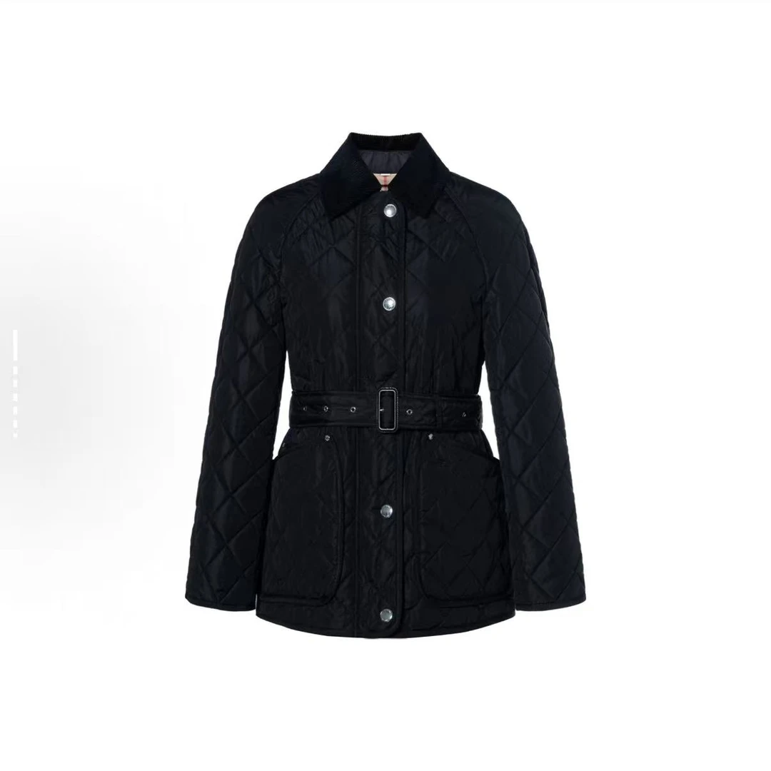未使用 BURBERRY/博柏利 收腰棉服 纯色中长款夹克外套