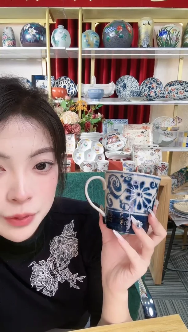 陶瓷宗山窑马克杯-蓝菊
