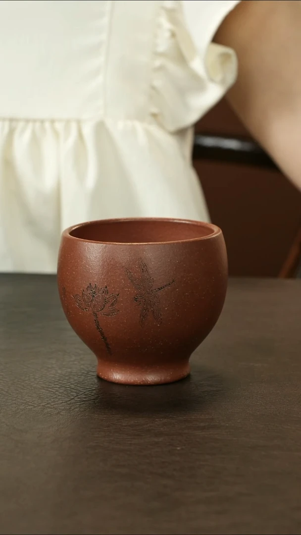 茶杯紫砂红降坡 清韵 主人杯