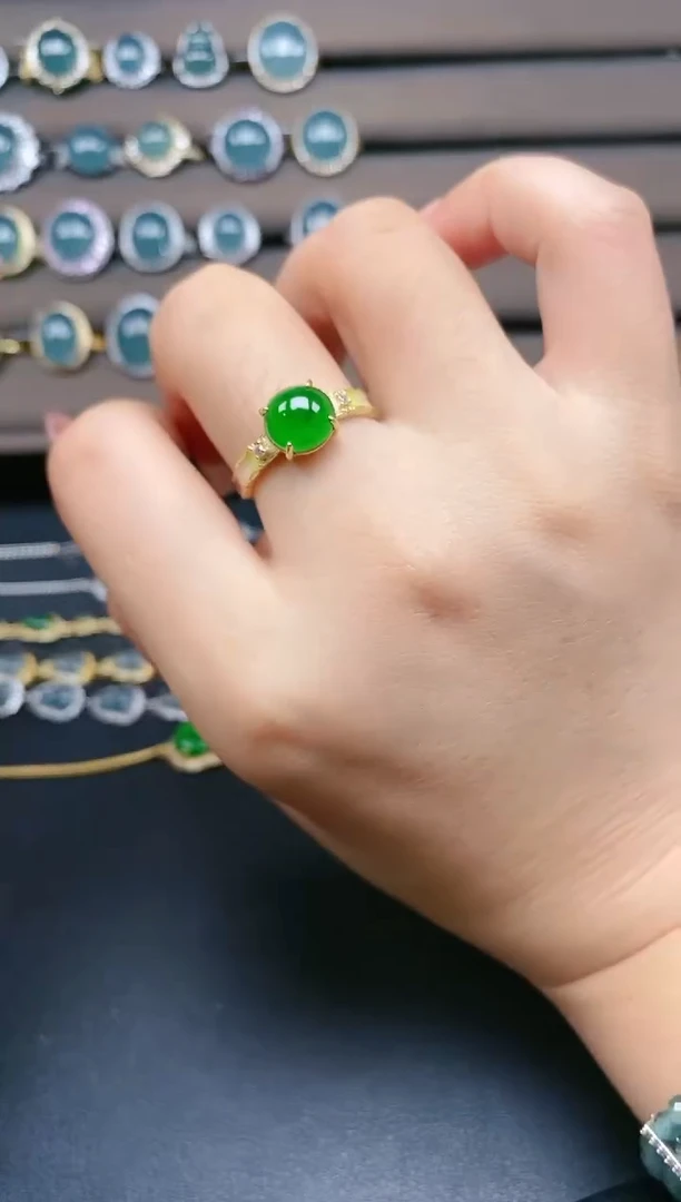 翡翠戒指银S925镶嵌658756
