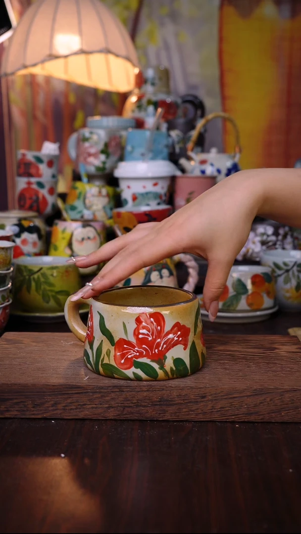 杯子陶泥垚手作 景德镇手工手绘陶瓷器物