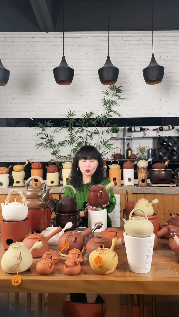 波***豆700cc大口径红釉紫泥侧把