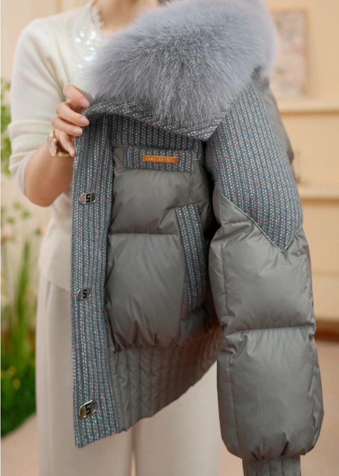 JZ-2025新款莫兰迪灰高级时尚百搭羽绒服