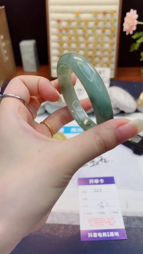 未镶嵌手镯石英质玉223-天山翠-圈口58