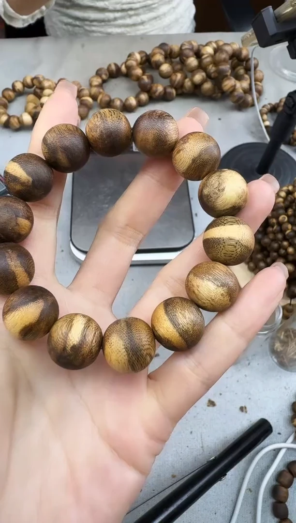 沉香手串1621白棋圆珠单圈多样性发一