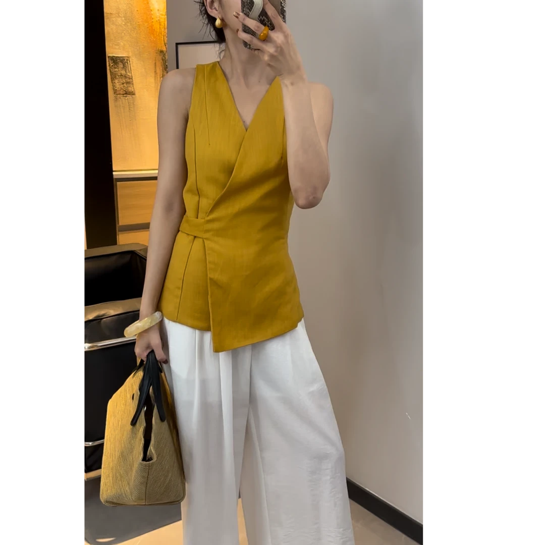 GUIMIN 设计感交叉绑带背心女无袖上衣 SY581