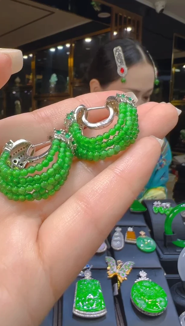 银S925镶嵌翡翠耳饰045（多样性发其一）