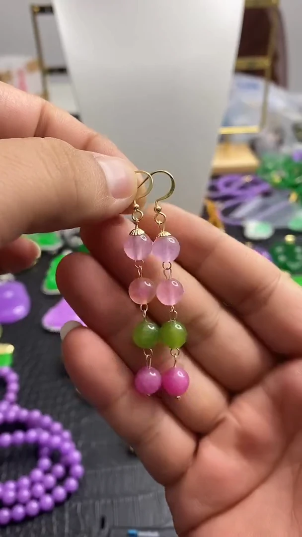 银S925镀金镶嵌翡翠耳饰S015