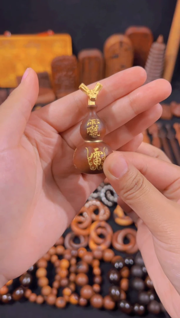 木雷击枣木 三面刻字开口葫芦5公分