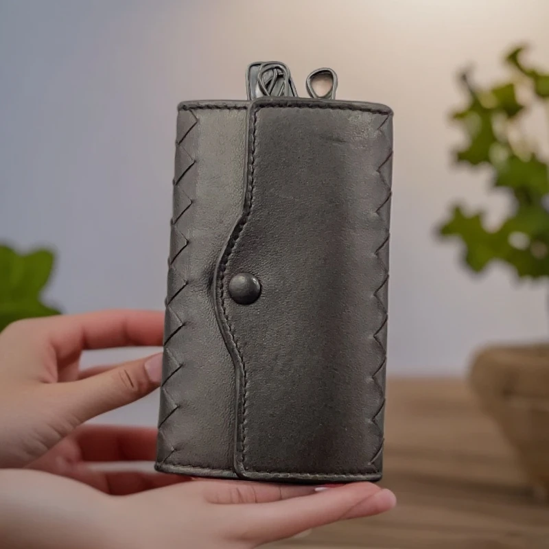 95新 BOTTEGA VENETA/葆蝶家   棕色编织钥匙包  1747 2834