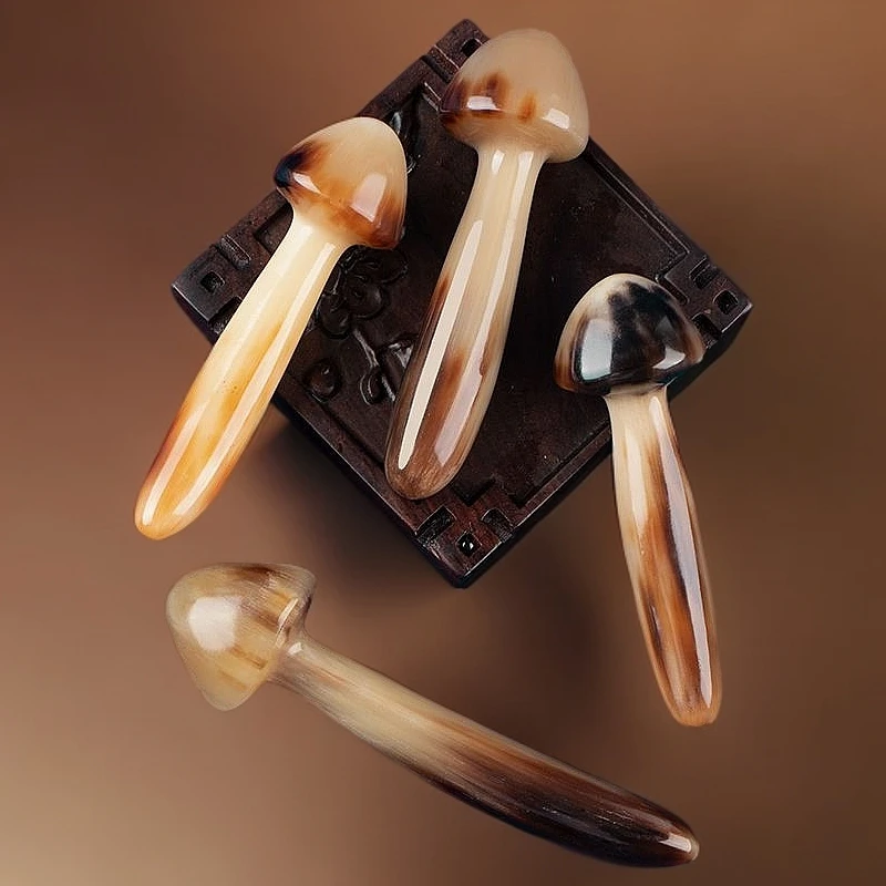 牛角按摩棒香菇形拨筋美容导眼霜拨筋棒眼头点穴棒刮痧面部经络