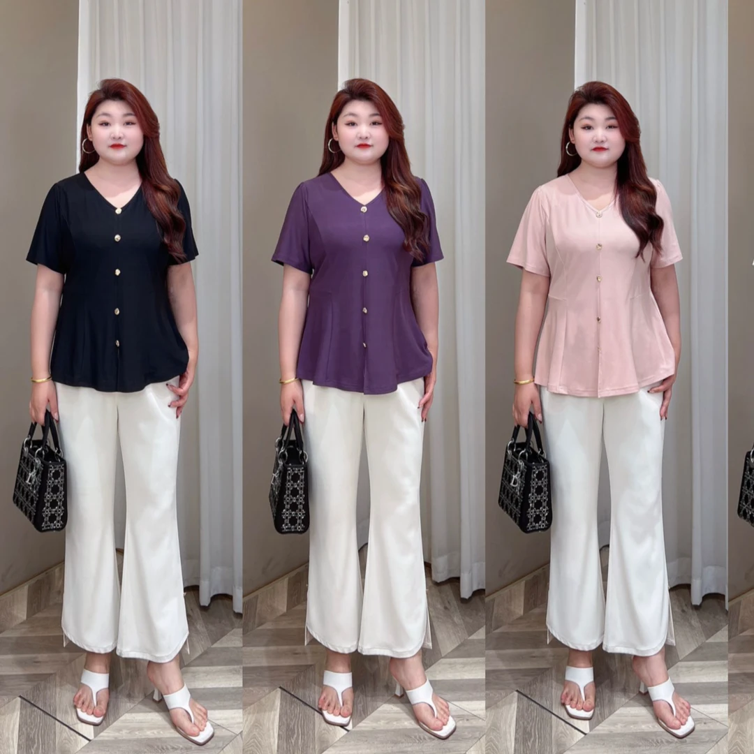 上衣PMM82017夏季新款简约纯色气质V领收腰上衣