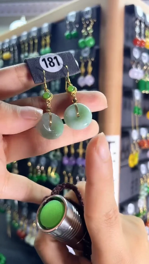 【闪购商品】翡翠耳饰银S925镶嵌181