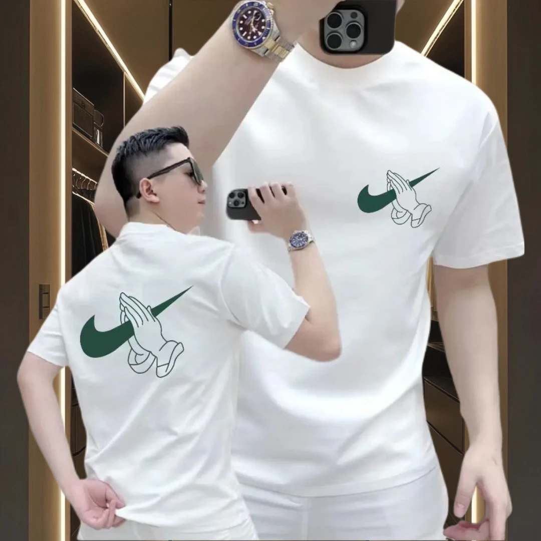 爆款2025新款短袖男t恤国潮纯棉圆领印花休闲百搭男士男士短袖t恤