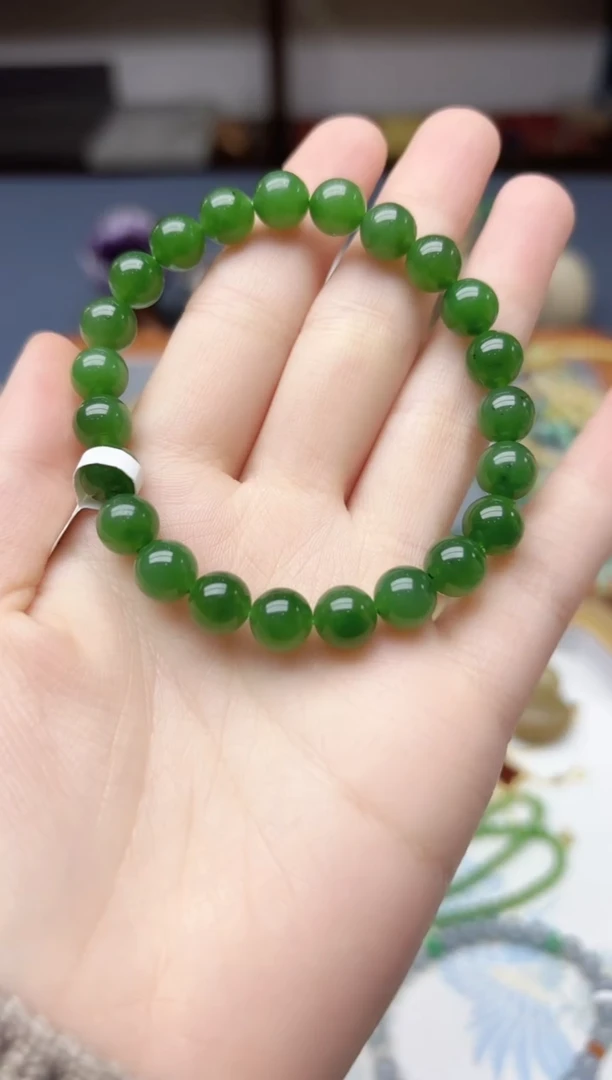 未镶嵌和田玉挂件碧玉手串8mmQC
