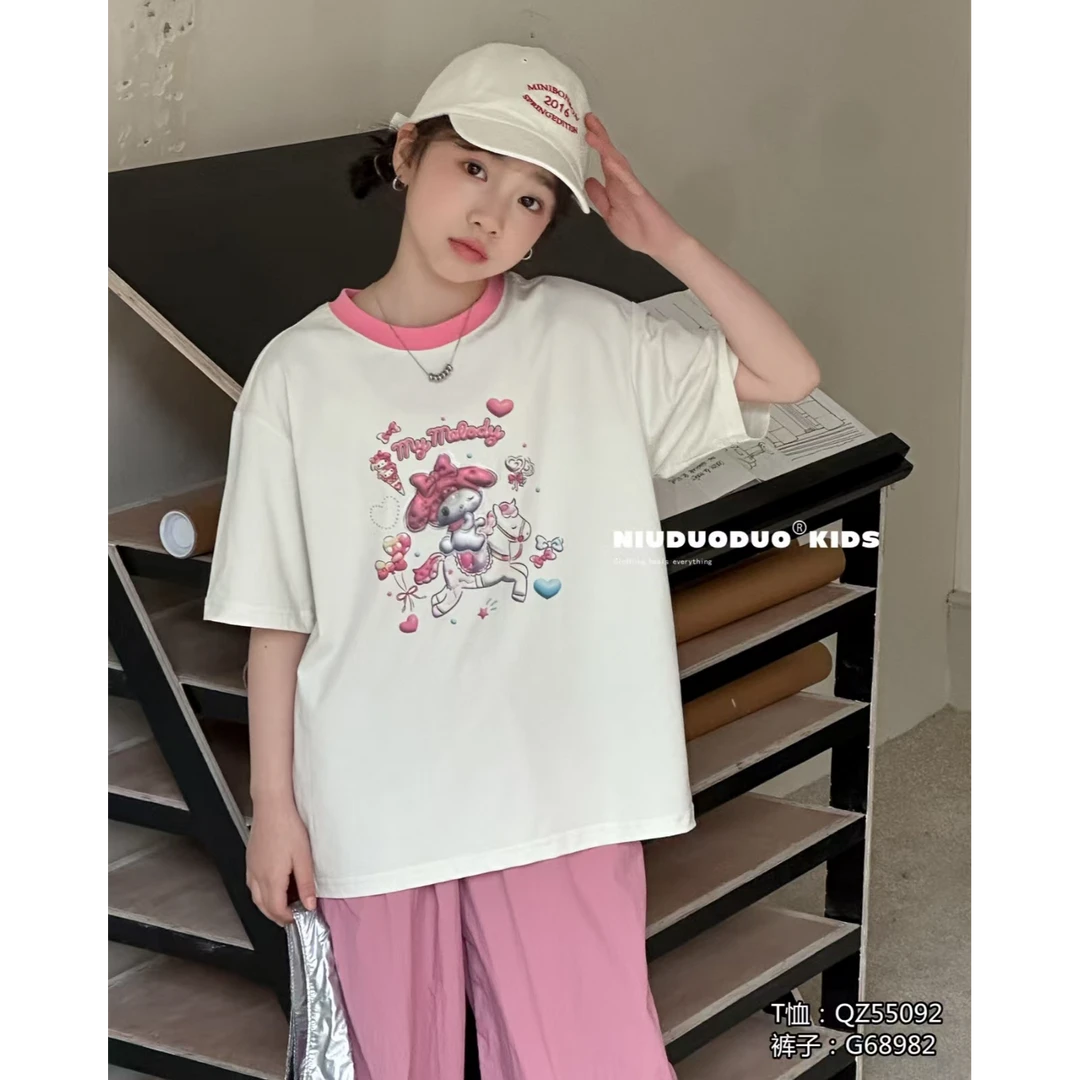 【小慕家】2025夏儿童卡通印花美乐蒂可发光休闲百搭短袖T恤55092