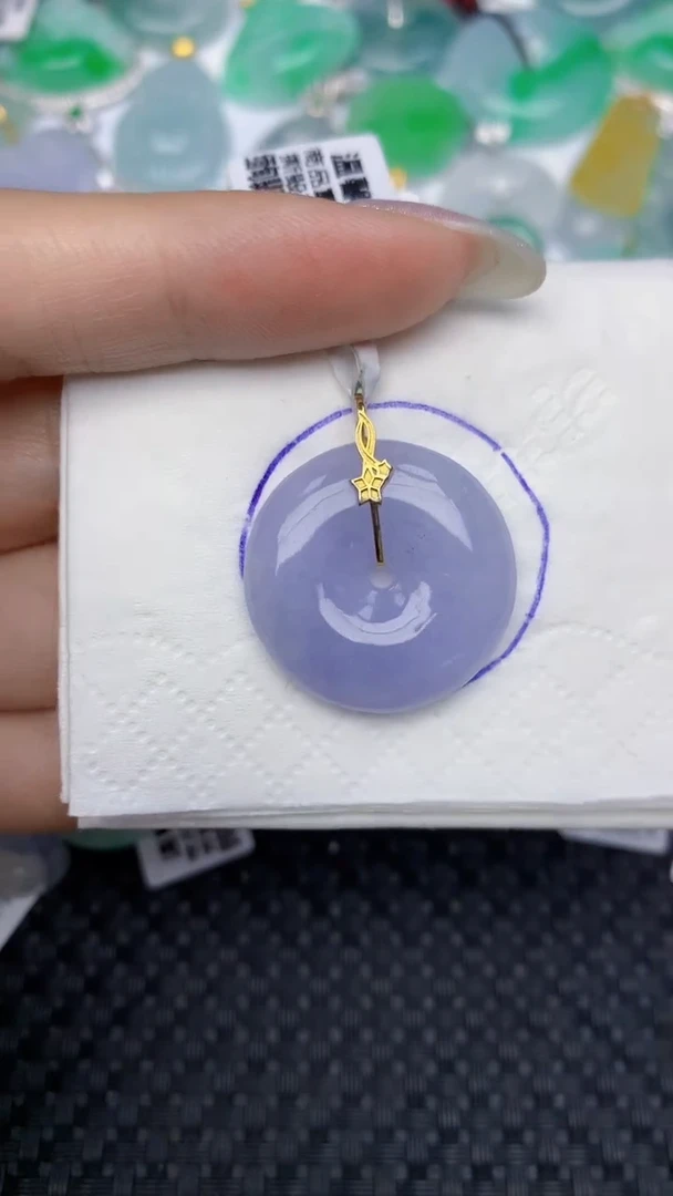 颈饰18K金镶嵌翡翠天然缅甸翡翠a货百元以上9元证书费自理