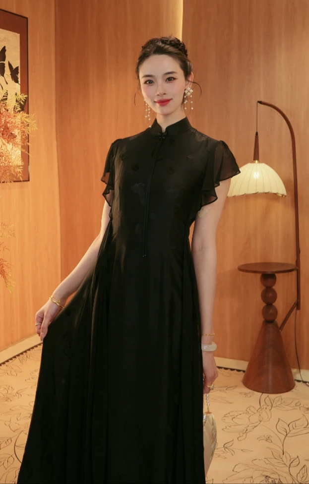 【贵人蝶】2025新款夏季新中式气质国风连衣裙2025A8390-程程