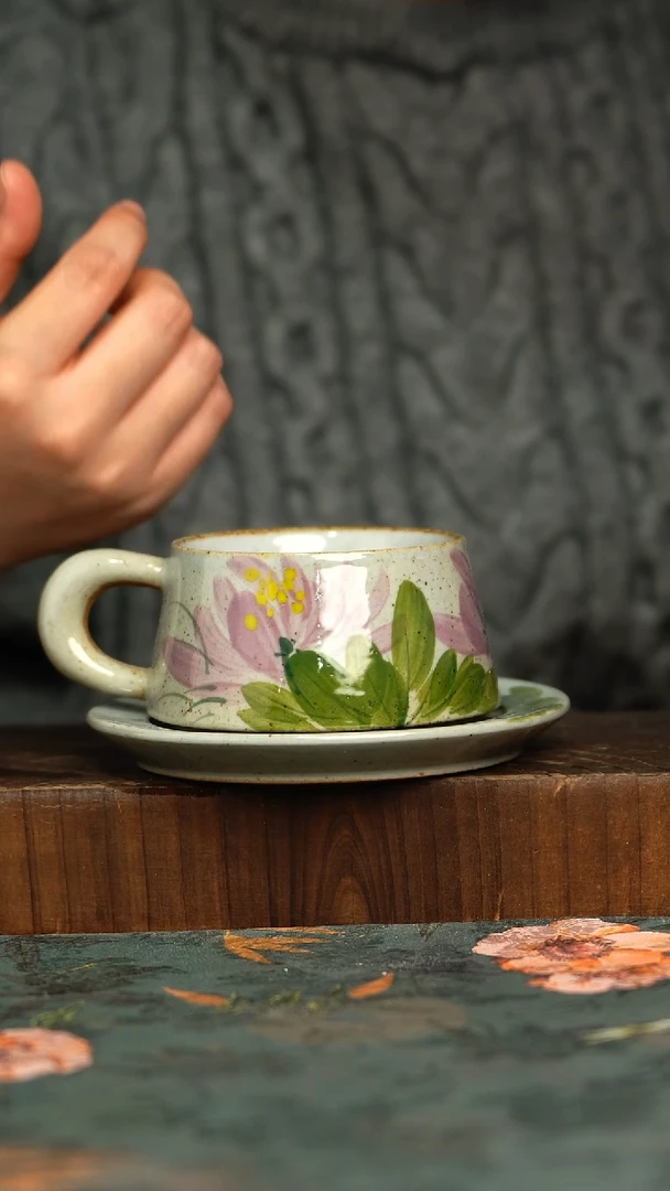 杯釉下彩手工手绘同款陶器