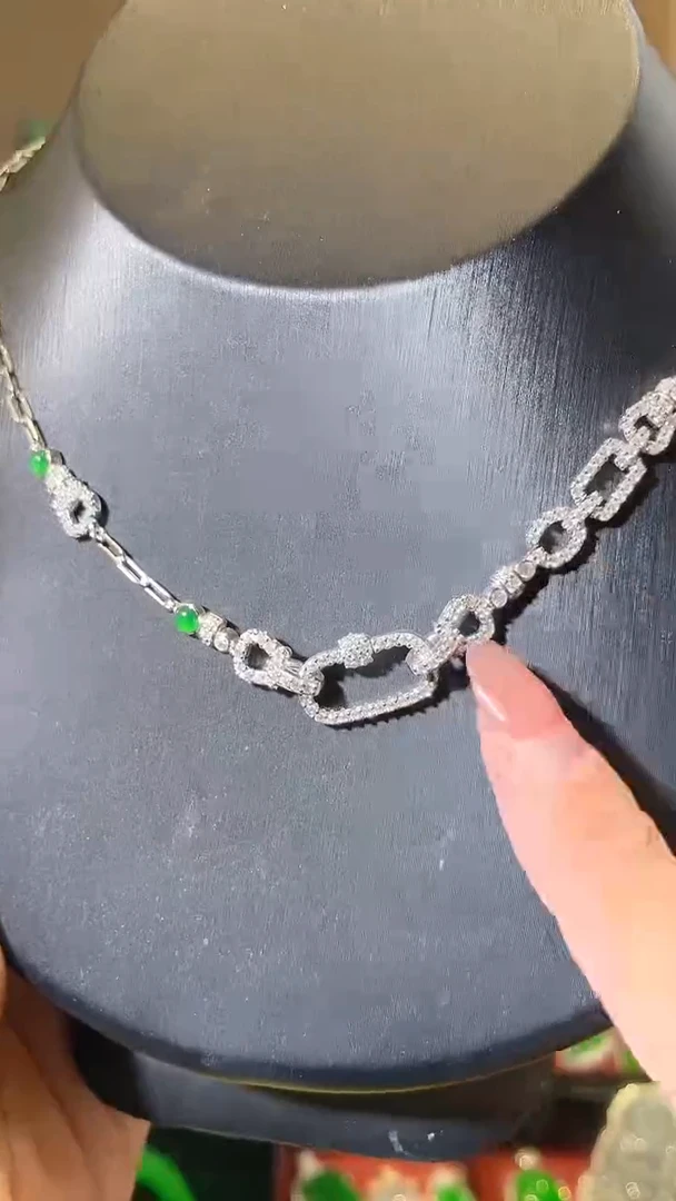 【闪购商品】翡翠项链银S925镶嵌天然翡翠A货