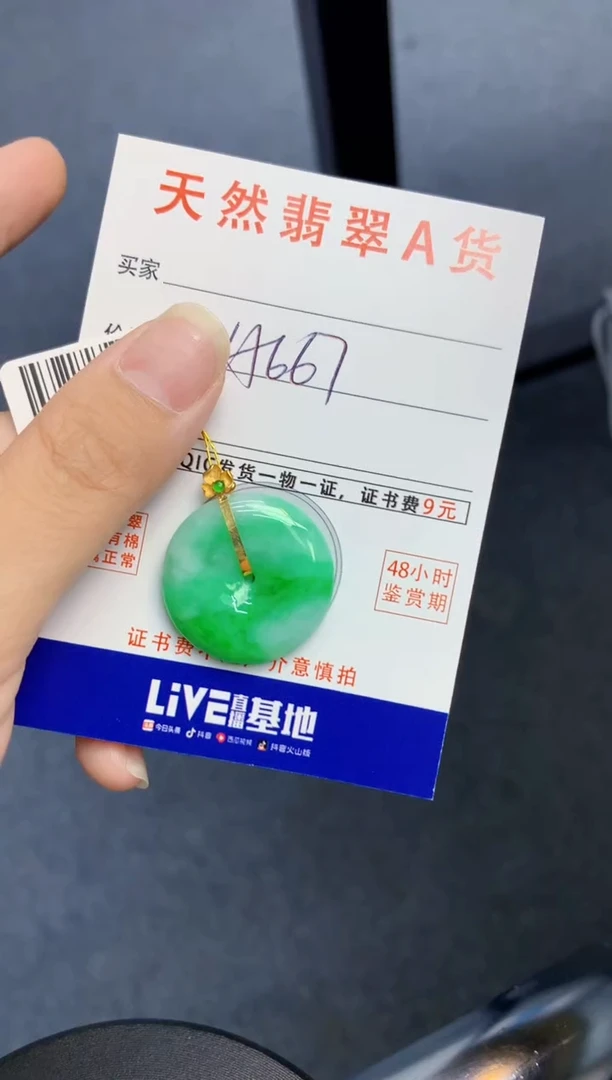 颈饰18K金镶嵌翡翠天然缅甸A货翡翠百元以上9元证书费自理