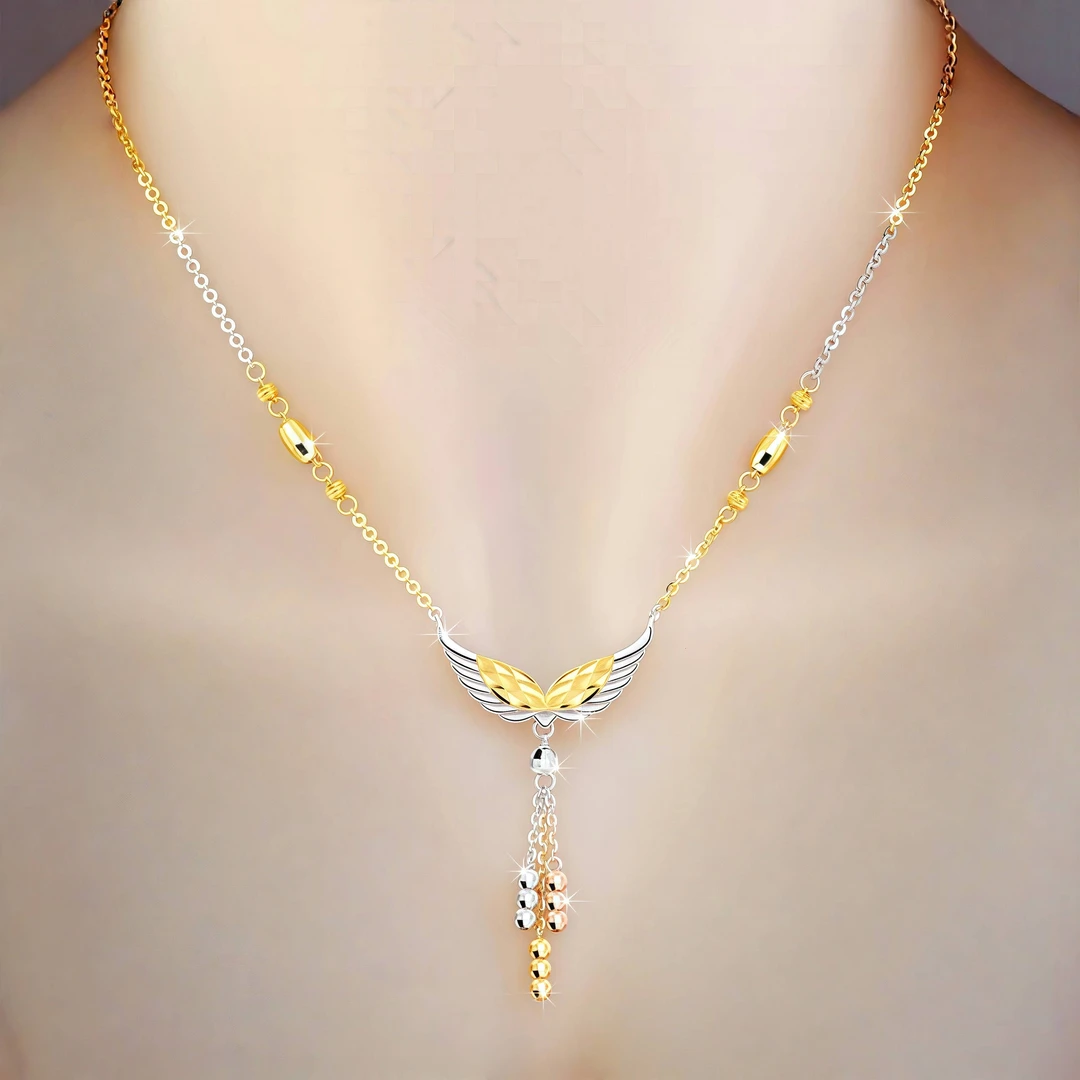 铜合金项链 镀18k彩金流苏项链女气质小众金色珠宝日韩生日礼物