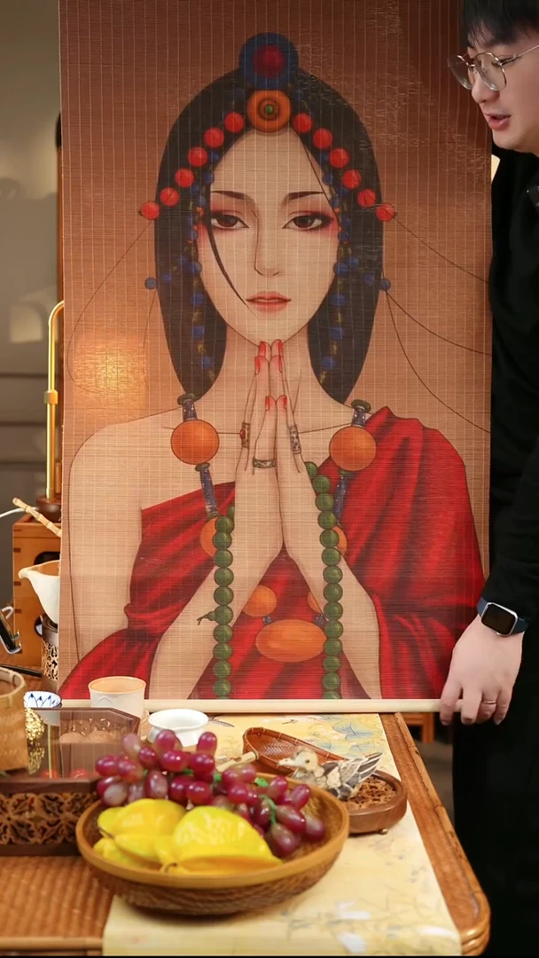 竹编竹丝精品挂画卓玛