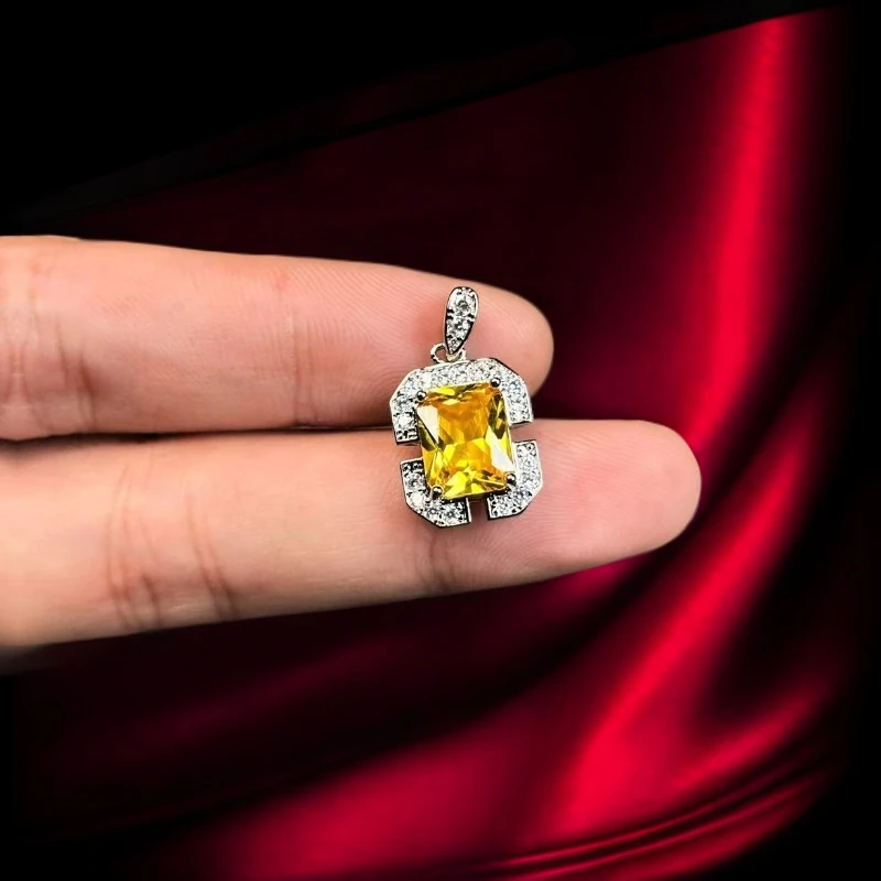 瑾萱高订名饰234-轻奢幻彩黄宝精切合金吊坠