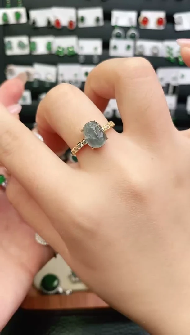 银S925镶嵌戒指翡翠0