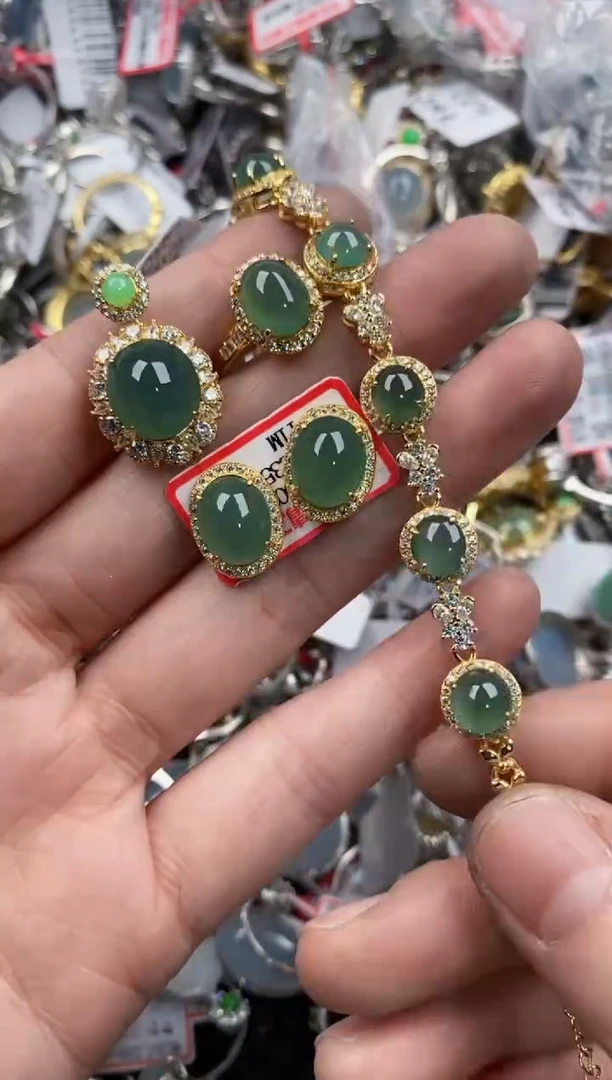 银S925镶嵌戒指翡翠10   5