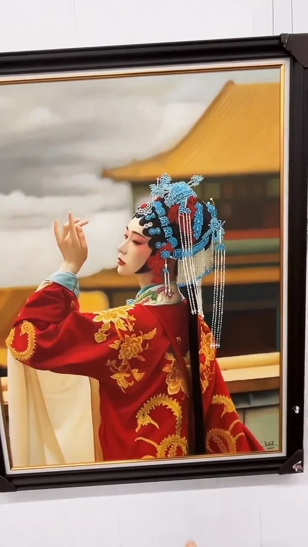 国画吴子逸-90x120-故宫人物-带框-补书