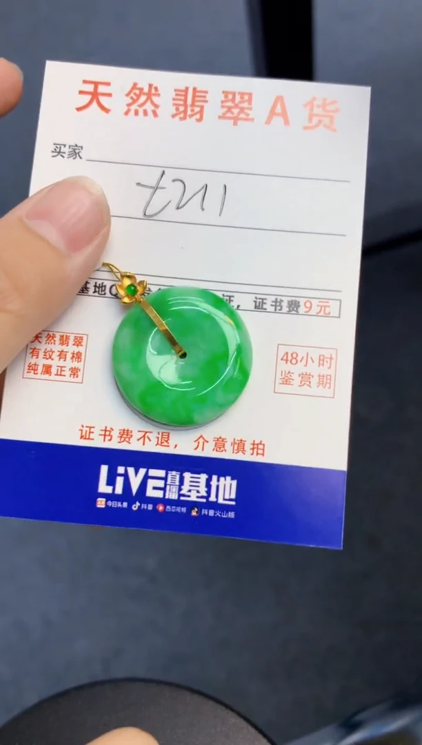颈饰18K金镶嵌翡翠天然缅甸A货翡翠百元以上9元证书费自理