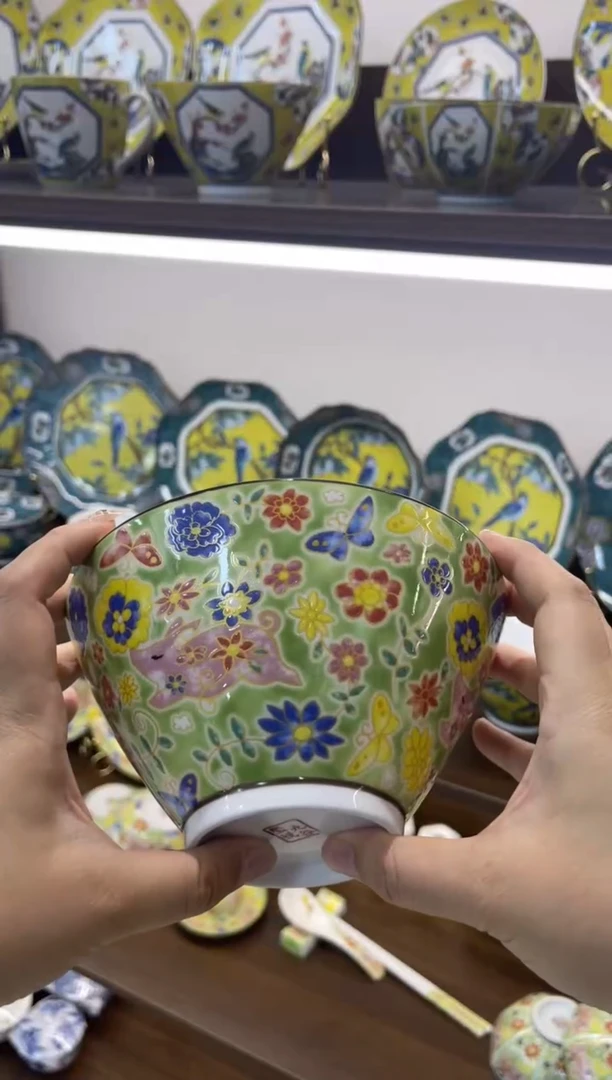 简*九谷子豚面碗