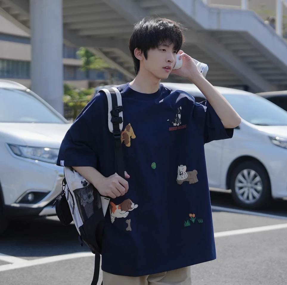 【实力蛋】重磅索罗娜短袖T恤夏季美式小狗发泡印花衣服男女