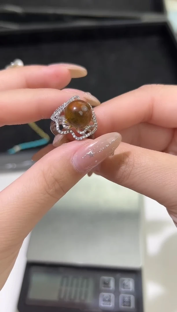 裸石琥珀未镶嵌天然琥珀蜜蜡戒指